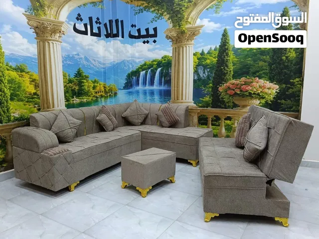 ركنة جديدة زيرو خشب كونتر - 2 كنبة + كنبة بتتفتح سرير + باف هدية