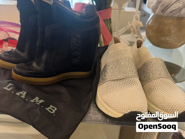 Lamb brand high heel sneakers and white crystal Steve Madden sneakers