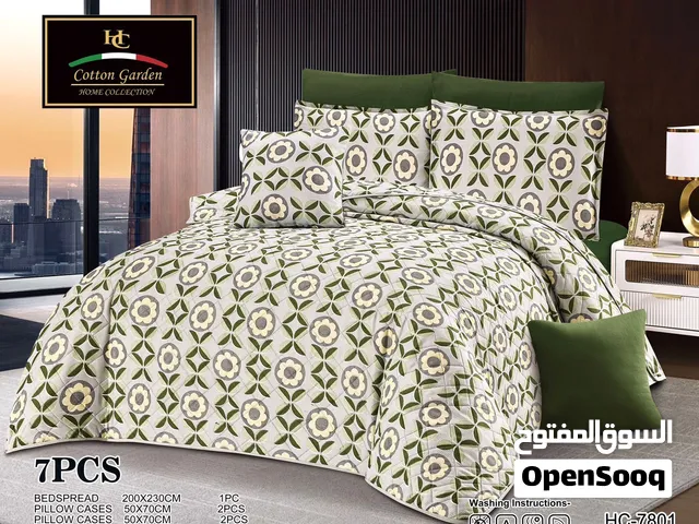 سيت غطوه نفرين 7 قطع مقرنصه AB وجه مورد وجه ساده ماركه / cotton garden