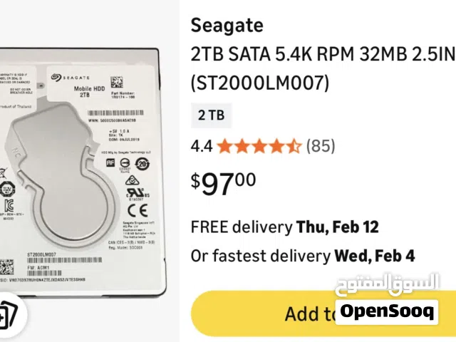 Seagate 2TB SATA Hard Disk Drive 5.4K RPM 32MB 2.5INCH (ST2000LM007)