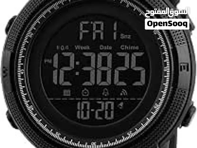 ساعة من سكماي للرجال بسوار أسود وعرض رقمي LED، مقاومة للماء حتى عمق 50 متر