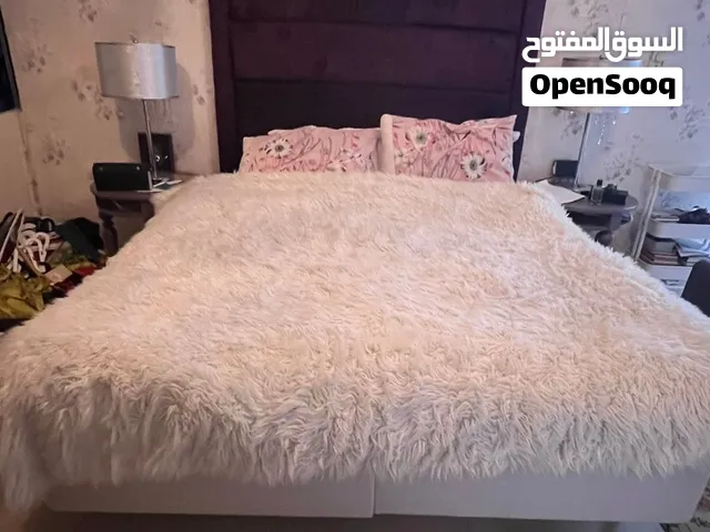 Luxury Dark Purple Velvet Bed Frame + Large Mattress