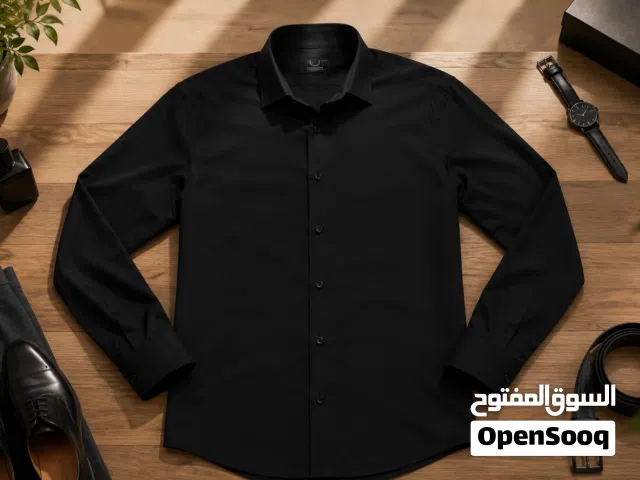 قميص كاجوال اسود سادة