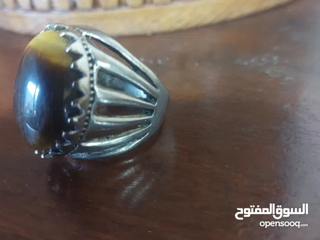 خاتم فضه رجالي ثقيل 925 بحجر عقيق مميز للبيع