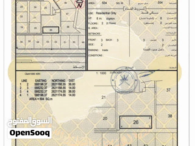 ارخص ارض في بركاء حي العزه ع الخط الثاني من الشارع الرئيسي