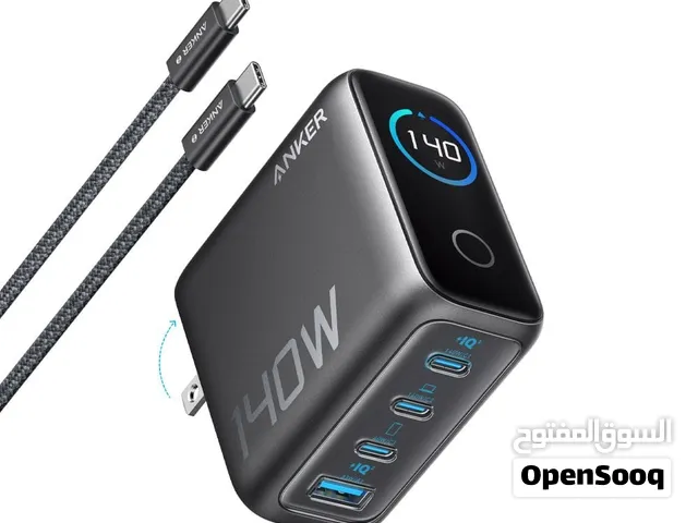 للبيع اقوى شاحن متوفر من انكر Anker 140W GaN الأصلي اشحن بذكاء... واحمِ اجهزتك من خطر كهرباء