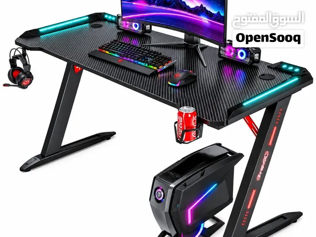 استلم وادفع مكتب ألعاب RGB احترافي واسع طاولة قيمنج عصرية Professional RGB Gaming Desk Setup.......