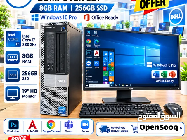 DELL i7 COMPUTER SET 8GB RAM 256GB SSD Windows 10 Pro Office Ready Call WhatsApp