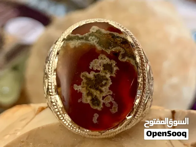 (خاتم فضة عيار 980 اصلي، صياغة يدوي، عقيق يمني)