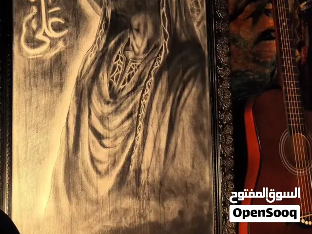 لوحة علي أبن أبي طالب رسم يدوي بالرصاص (لوحه اصليه)