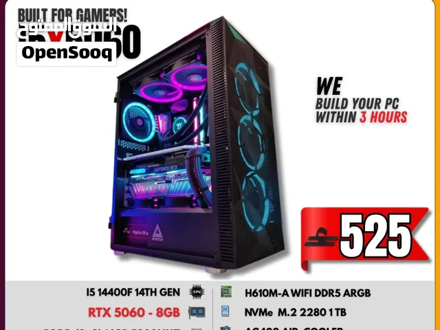 i5x5060 Gaming PC– Intel Core i5 14400F, RTX 5060 8GB, 16GB DDR5 5200MHz,