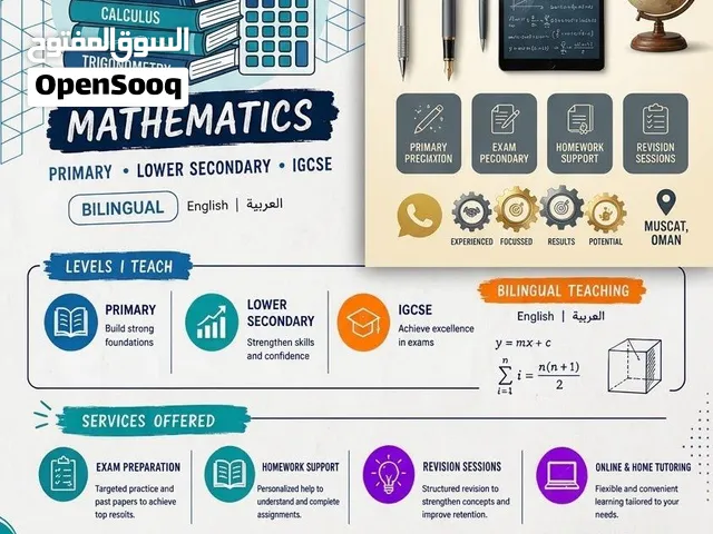 Math Teacher in Muscat Cambridge & IGCSE Specialist (Bilingual speaker)