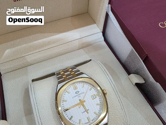 ساعة Continental Union رجالية ستانلس ستيل فضي وذهبي