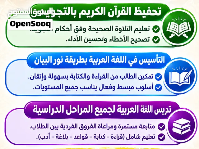 الأستاذ ناصر لتحفيظ القرآن الكريم بالتجوبد والتأسيس وتعليم اللغة العربية والتربية الإسلامية