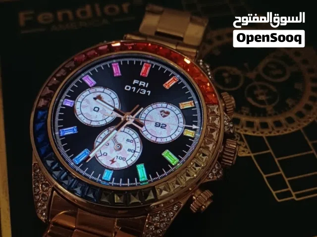 ساعةذكية Fendior America فاخرة باللون الذهبي شبيهة رولكس