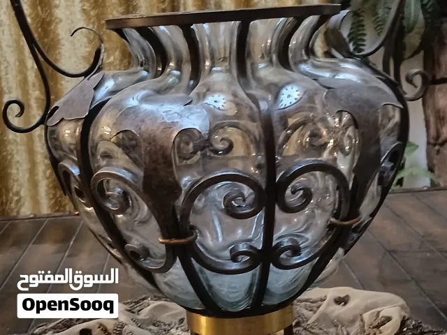 فازة أنتيك مصنوعة من الحديد المشغول (الفير فورجيه) الزجاج البلجيكي المنفوخ اليدوي
