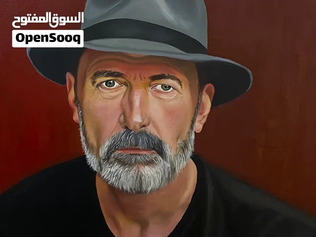 لوحة بورتريه مرسومة يدويًا – رسم زيتي على كانفس