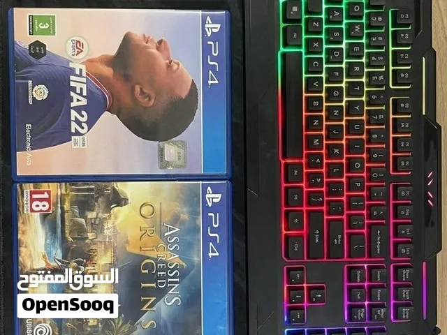 لعبتين وكيبورد مستعمل بحالة الوكالة (bughafifa Assassin's Creed Origins)