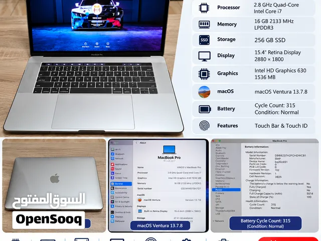 MacBook Pro 15 2017  i7 2.8GHz  16GB RAM  Retina  256GB SSD