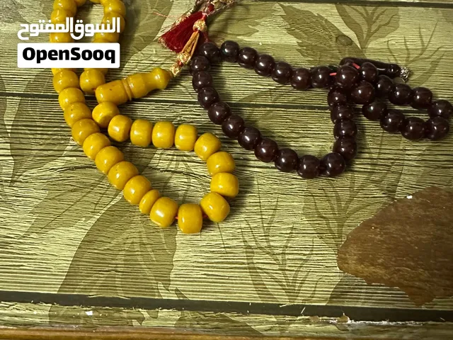 سبحتين فخمة للبيع، صفراء وعنابية، بحبات كبيرة وحالة جيدة، گهرب