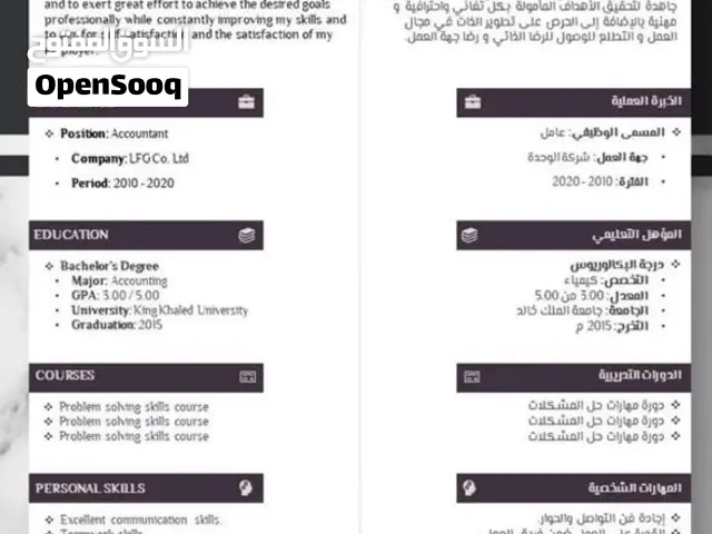 cv احترافي للشركات بسعر رمزي