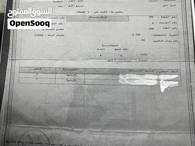 أرض للبيع (4) دونمات محافظة المفرق- الزنية من المالك مباشرة