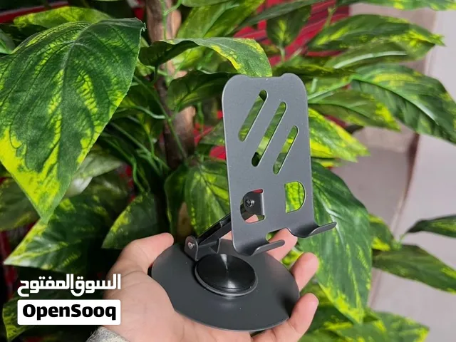 ستاند موبايل وايباد معدني أسود دوار 360 قابل للطي - جديد