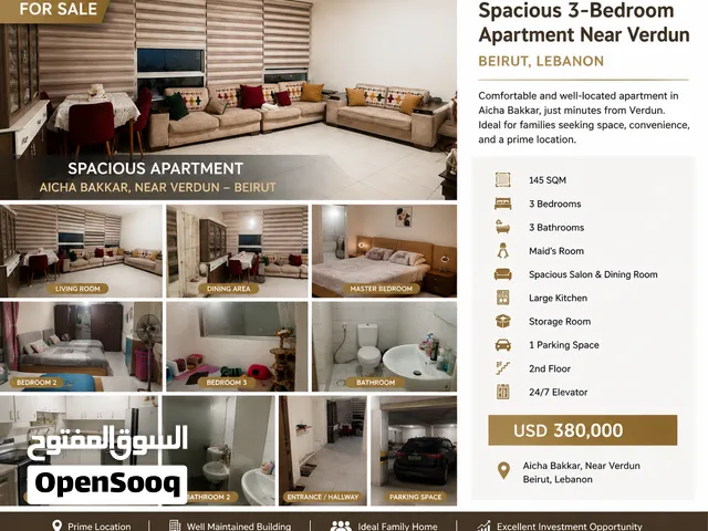 145 m2 3 Bedrooms Apartments for Sale in Beirut Verdun