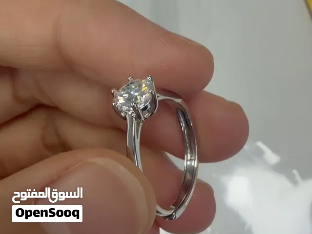 خاتم ألماس Moissanite فضة عيار 925 مع شهادة مختبرية للحجر