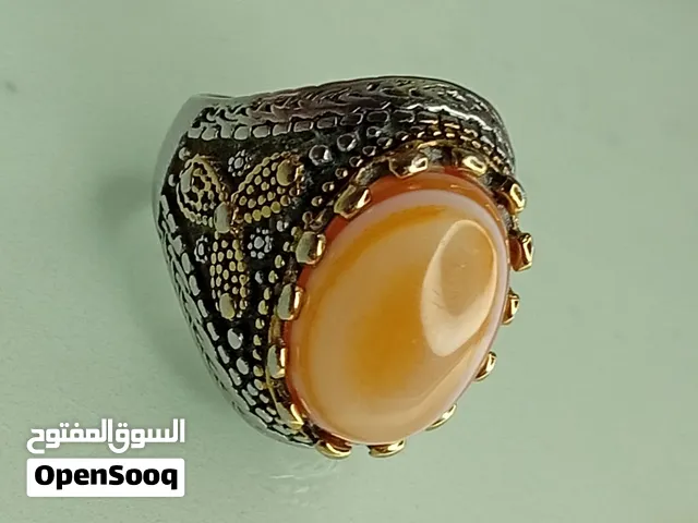 خاتم نتجستن مع حجر عقيق أصلي