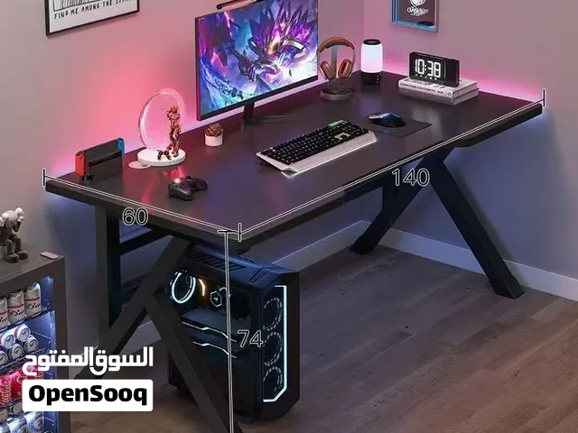 طاولة قيمنق ومكتب كمبيوتر بتصميم عصري وثابت مقاس 140×60×74 سم مثالية للألعاب والدراسة والعمل من متجر