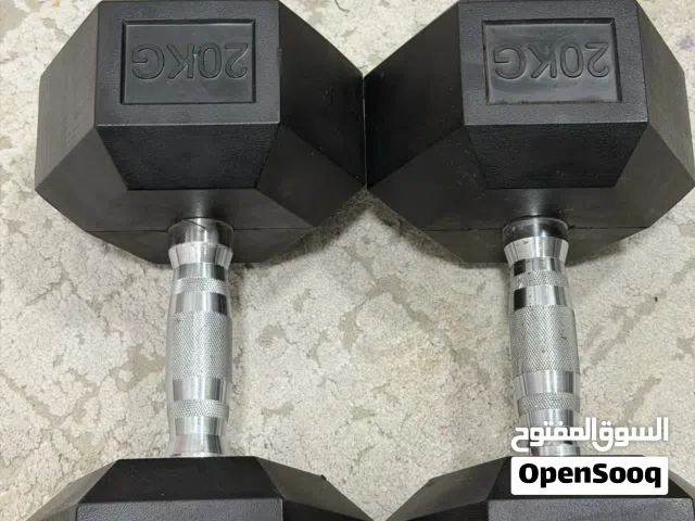 20 kg dumbbells pair black rubber coated home training gym-equipmentsteel hand grip.