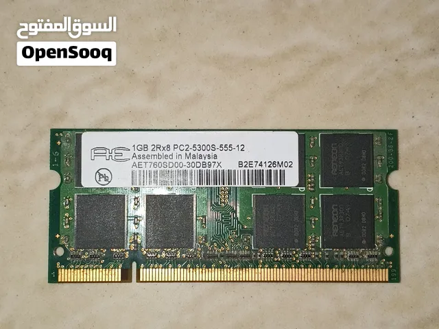 طقم رام لابتوب 2 جيجا (2x1GB) DDR2 Aeneon 667MHz