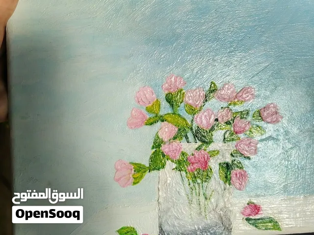 صحوة الورد بنور الفجر، لوحة مع ورنيش لتلميعها و الحفاظ على عمر الألوان، قابل للتفاوض