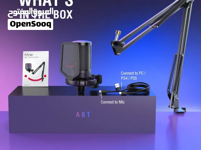 مايكروفون الألعاب FIFINE AmpliGame A6T – صوت احترافي وأناقة RGB