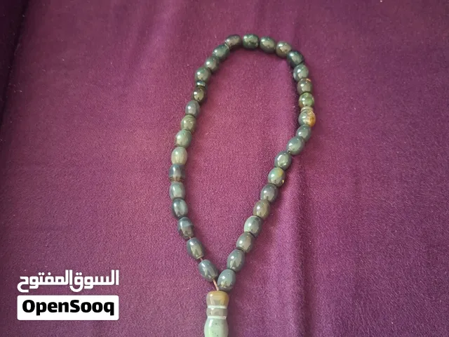 مسباح عقيق يمني أخضر طبيعي natural green yamani agate misbah beads