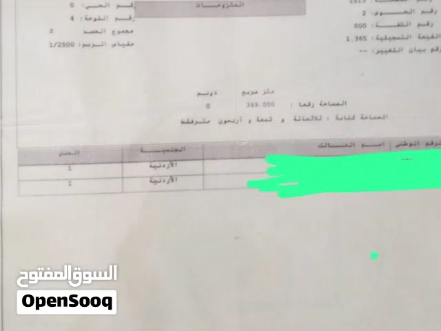 ارض للبيع  الموقع شومر  مساحة 350 سكني على شارع وطريق