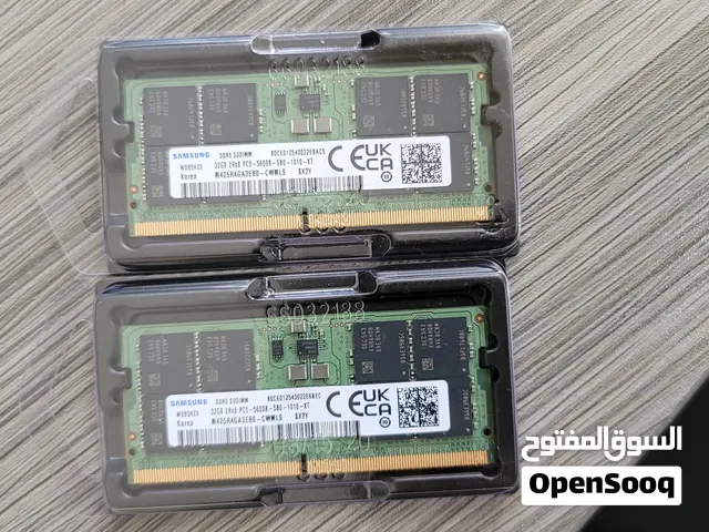 رامات سامسونج كوري اصلي 64 جيجا Samsung DDR5 64GB (2×32GB) 5600MHz SODIMM للابتوبات