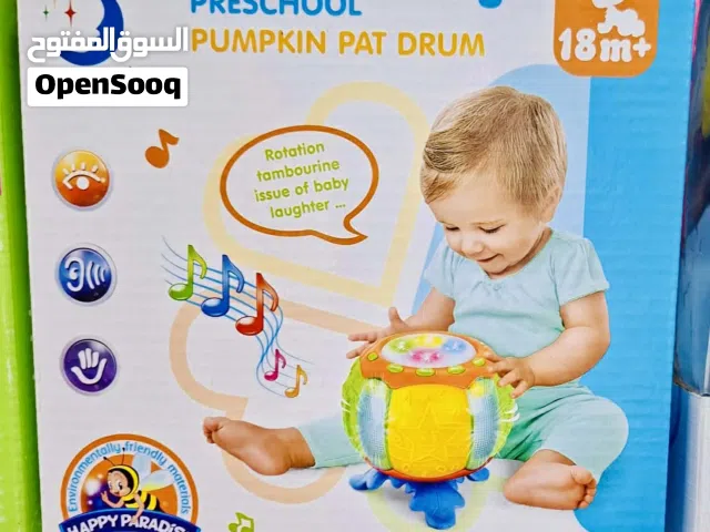 طبلة موسيقية تعليمية للأطفال  Pumpkin Pat Drum تصدر موسيقىوالحان ممتعة اضاءة ملونة يتوفر  التوصيل...