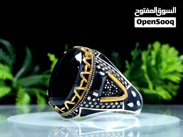 خاتم من الفضه والعقيق اليماني الفخم