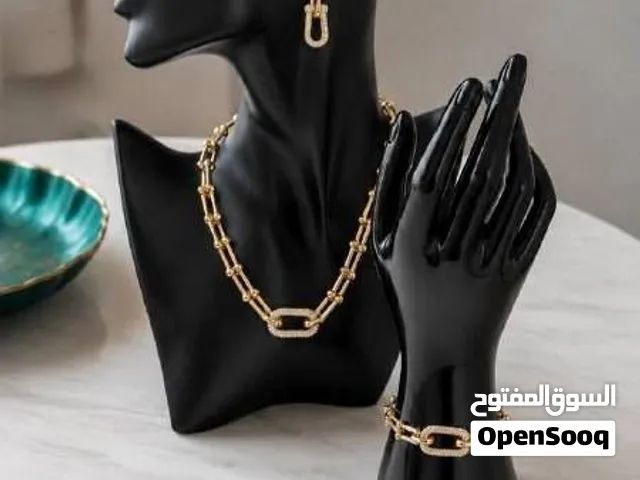 طقم مجوهرات نسائي فاخر 3 قطع مطلي ذهب 21 سنسال حلق اسوارة اجمل هدية