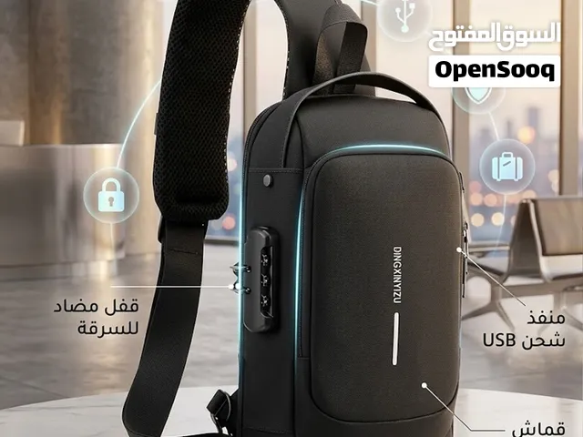 شنطة كروس ضد السرقة مزودة بقفل أرقام ومخرج USB و قماش مقاوم للماء لحماية المحتويات
