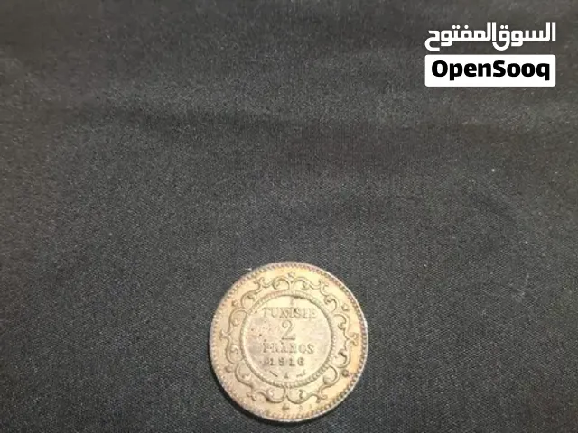 1916 Tunisian 2 Francs coin