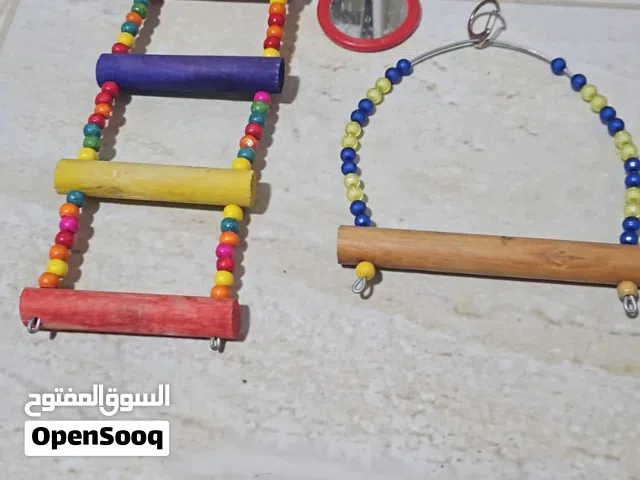 ألعاب واكسسوارات ببغاء للبيع بسعر (اقرأ الوصف) حرق درج ومرجيحة ومراي