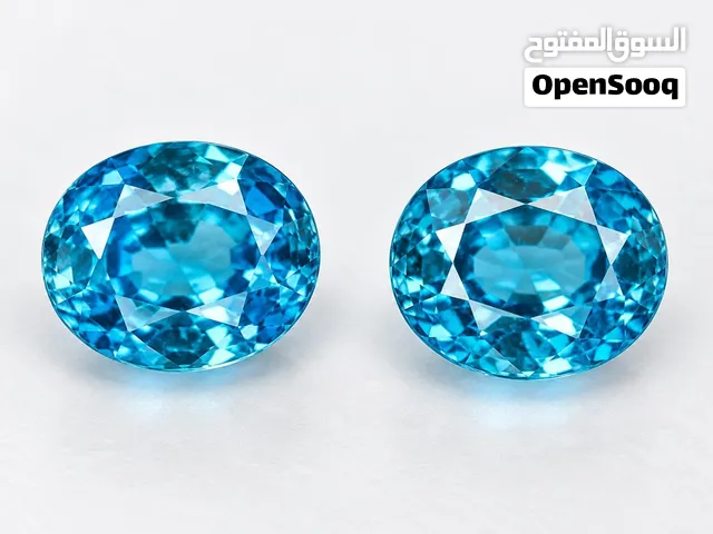 NATURAL BLUE ZIRCON PAIR – زوج من أحجار الزركون الأزرق الطبيعي – 5.17 قيراط
