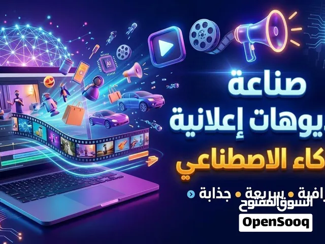 تصميم فيديو إعلاني احترافي وجذاب باستخدام الذكاء الاصطناعي خدماتك او منتجك بشكل احترافي