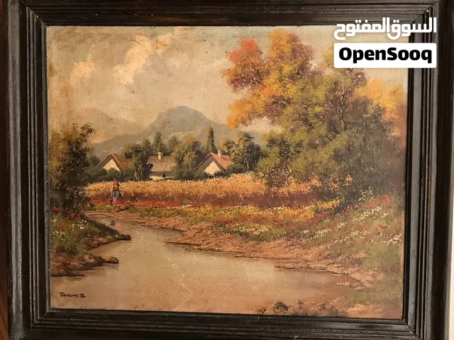 عدد اثنين لوحة رسم بالزيت أحدهما لسورة حصان والأخرى كما ترى مجموعة من الزهور