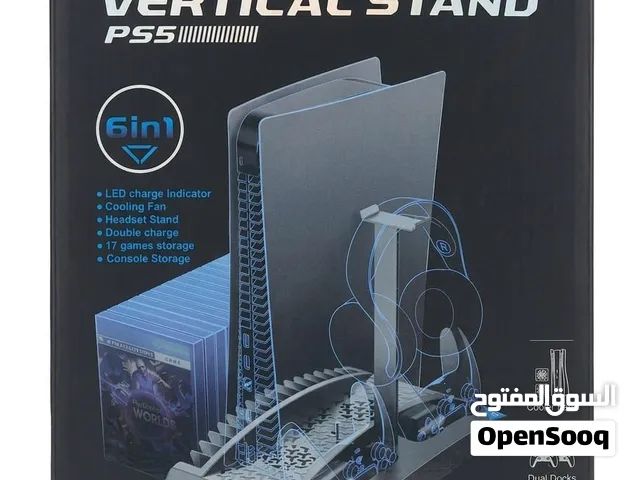 قاعدة شحن وتبريد متعددة الوظائف 6في1 لجهاز PS5، تتميز بقاعدة حديدية صلبة ومستقرة