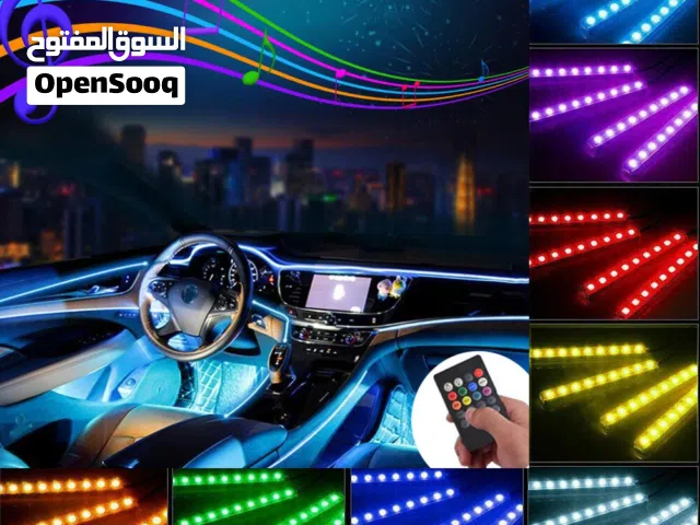 اضائه مخفية لغرفة السيارة اضواء LED عدد 4 قطع مع ريموت يغير كل الالوان سهل تركيب عالولاعه ضوء زينه