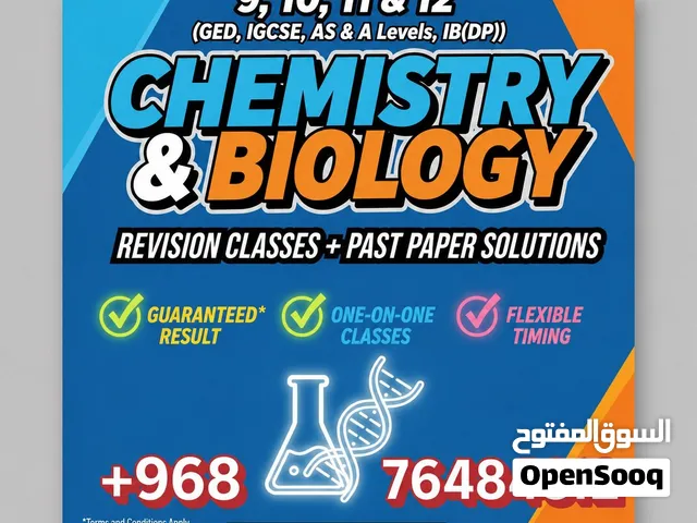 Tutor For Chemistry , Biology, Physics and Math [Grade 1-12, AS & A level, IB (MYP, DP), GED Oman